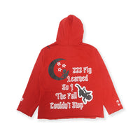 RED: [LEARNED 222 FLY] CROP HOODIE