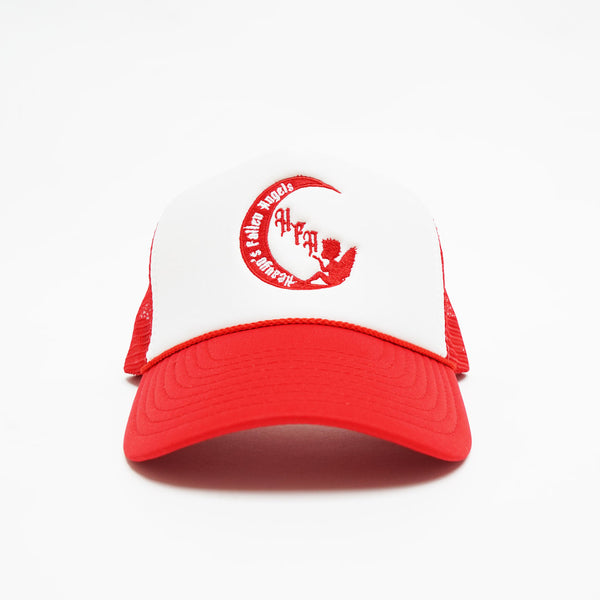 RED: LOGO TRUCKER HAT
